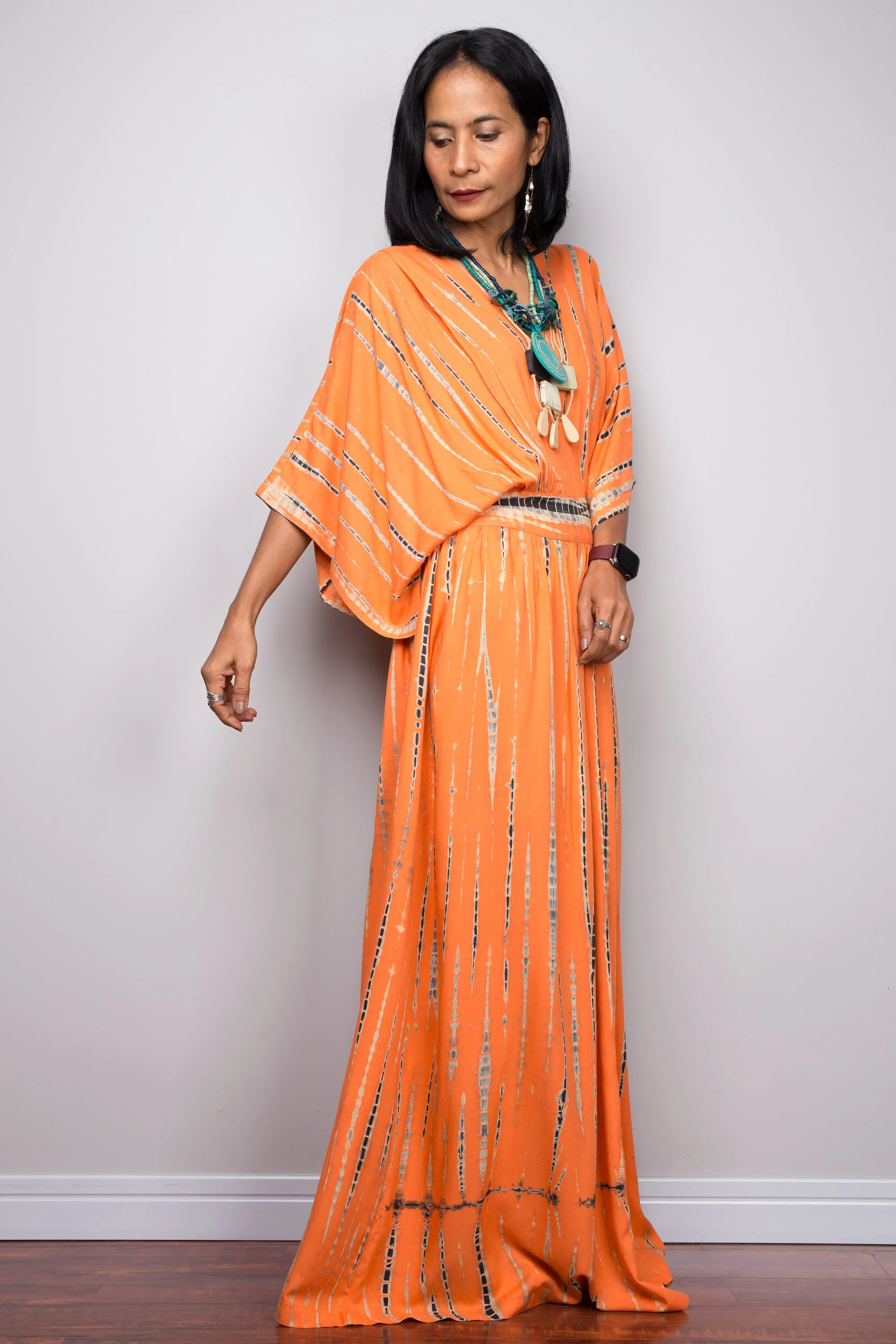 Tie dye kimono kaftan dress