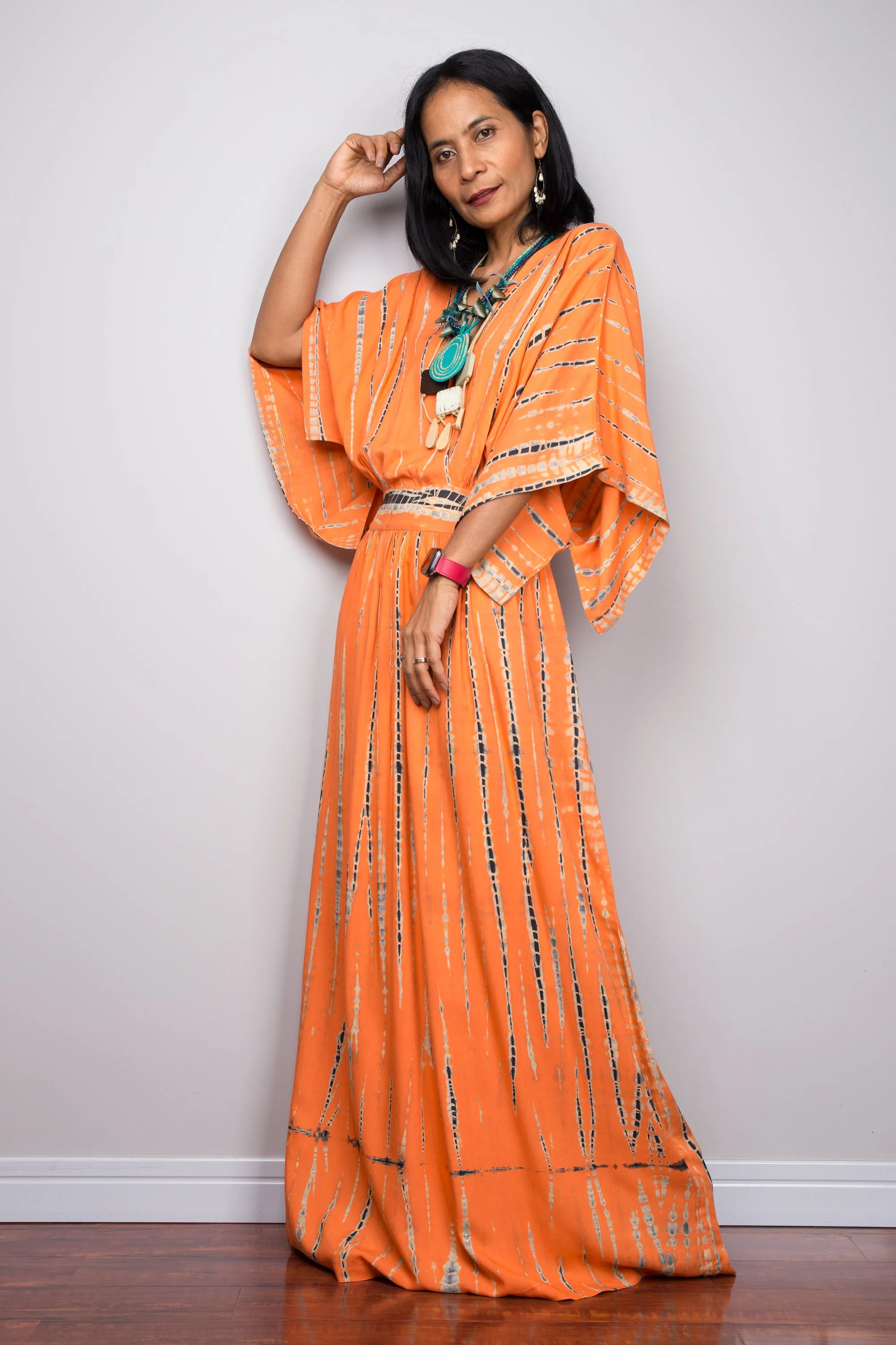 Tie dye kimono kaftan dress