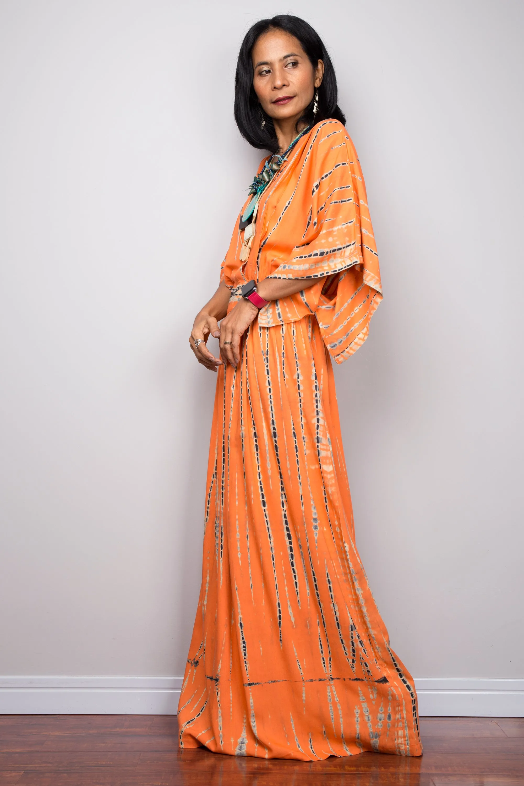 Tie dye kimono kaftan dress
