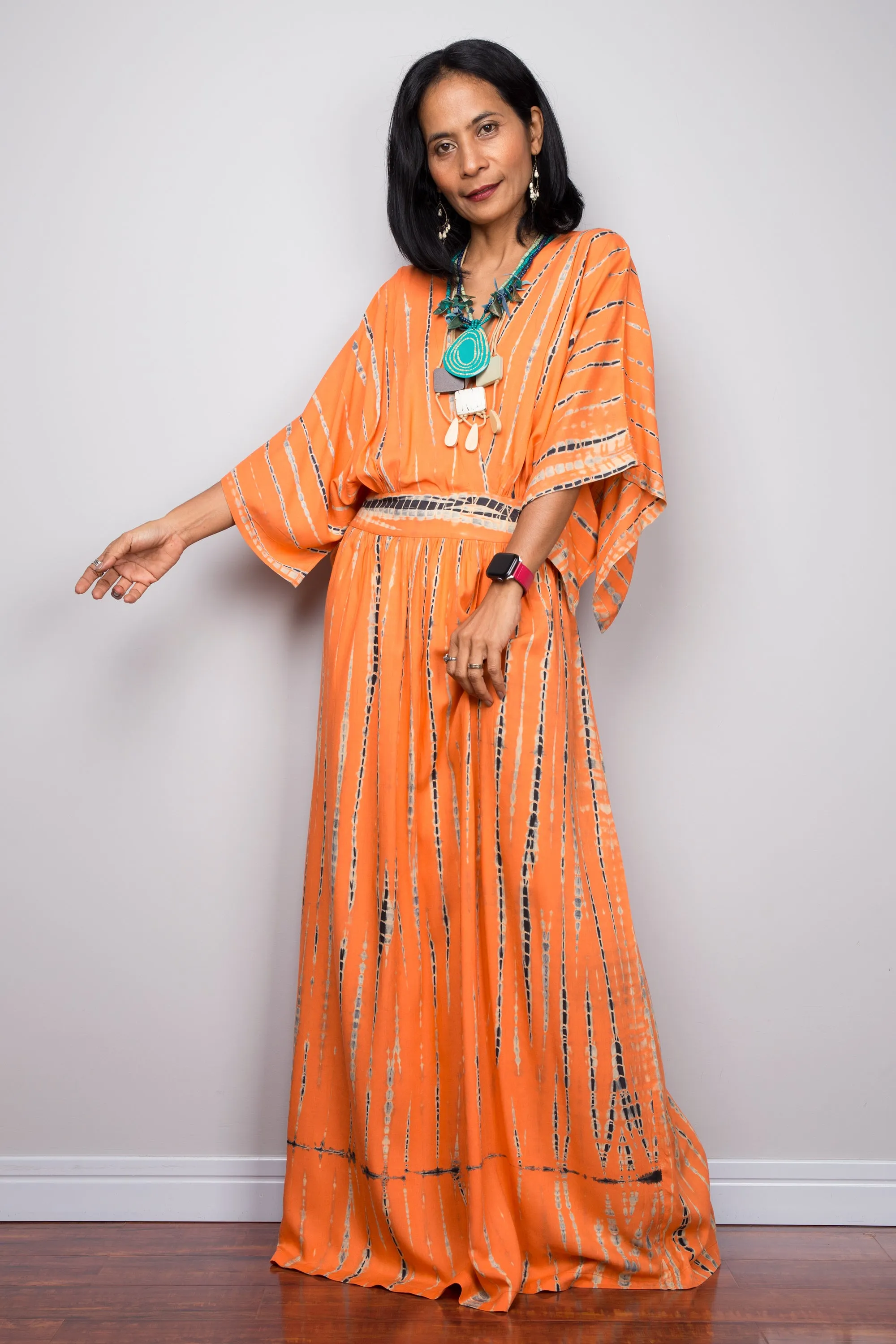Tie dye kimono kaftan dress