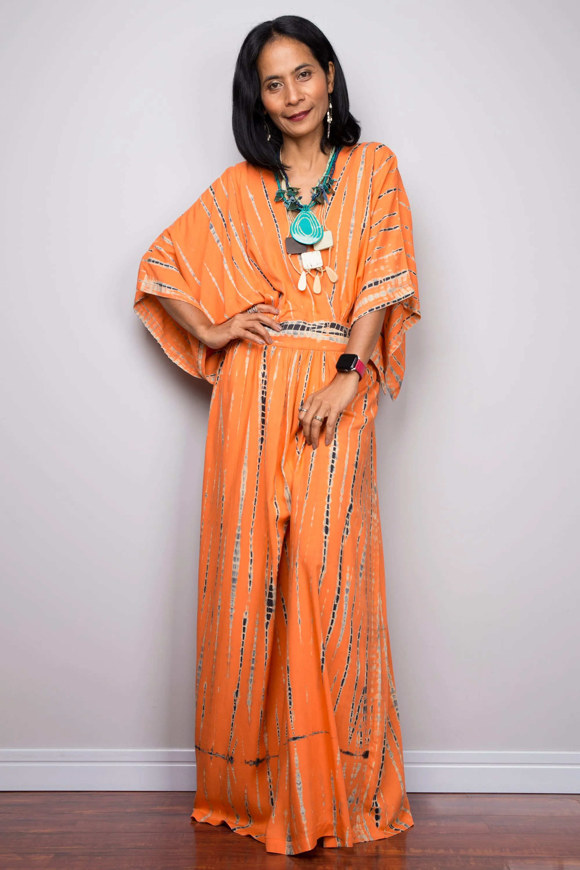 Tie dye kimono kaftan dress