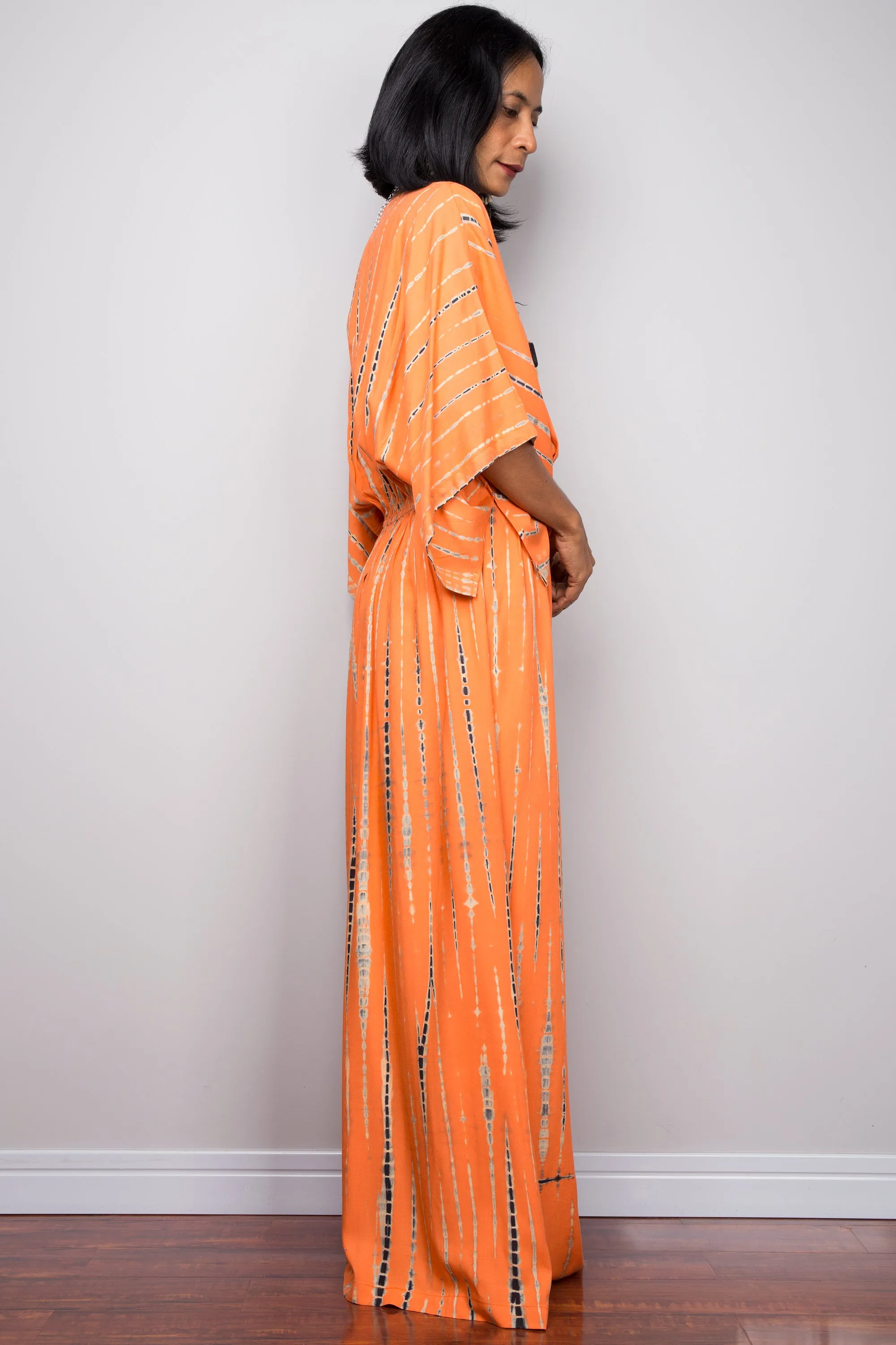 Tie dye kimono kaftan dress