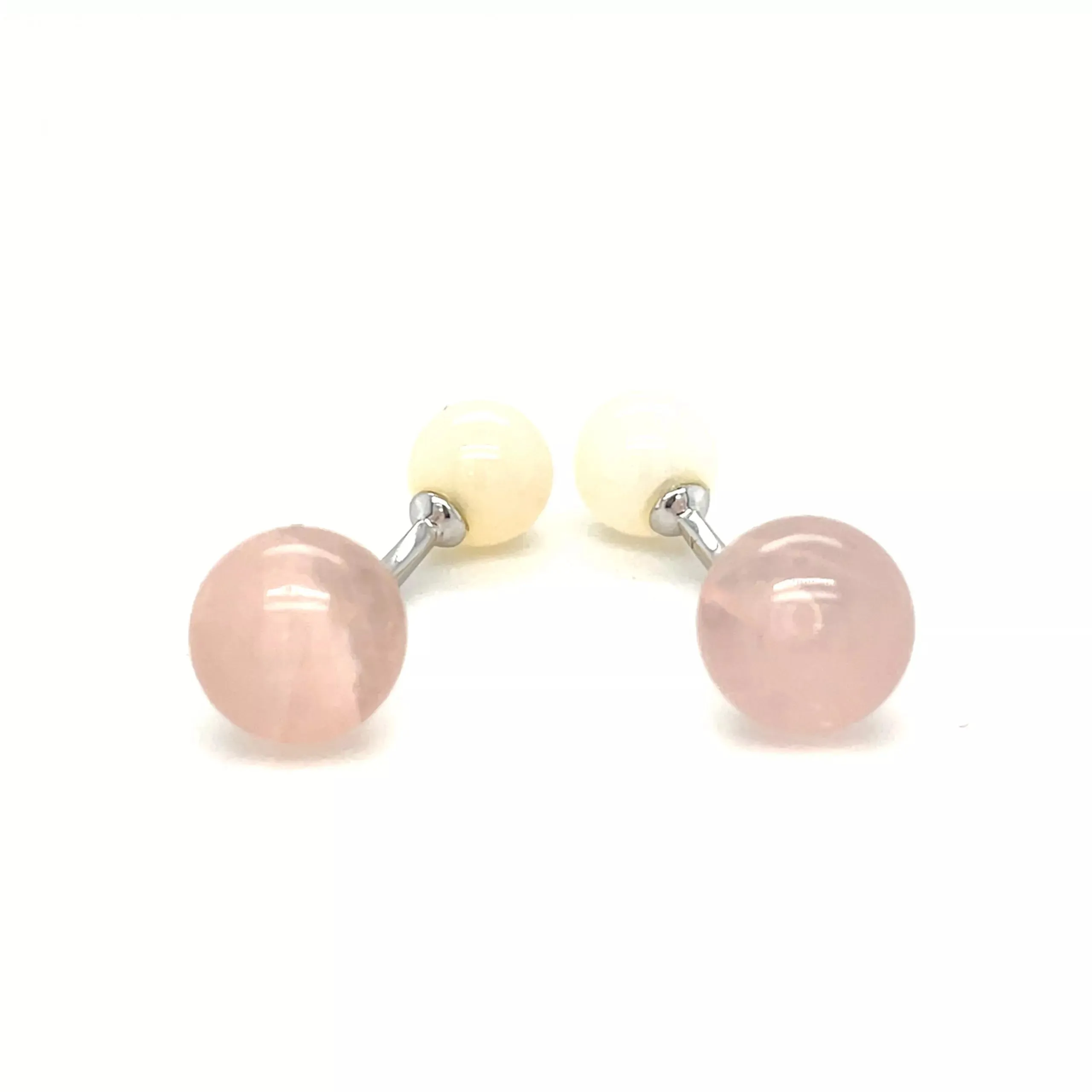 TIMELESS CUFFLINKS ROSE AND WHITE QUARTZ