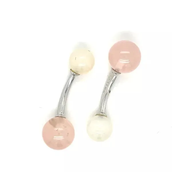 TIMELESS CUFFLINKS ROSE AND WHITE QUARTZ