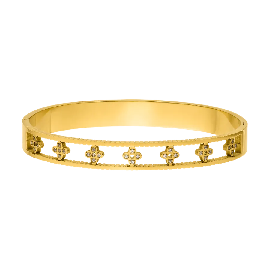 Timeless Pave Flower Armreif 18K Vergoldet