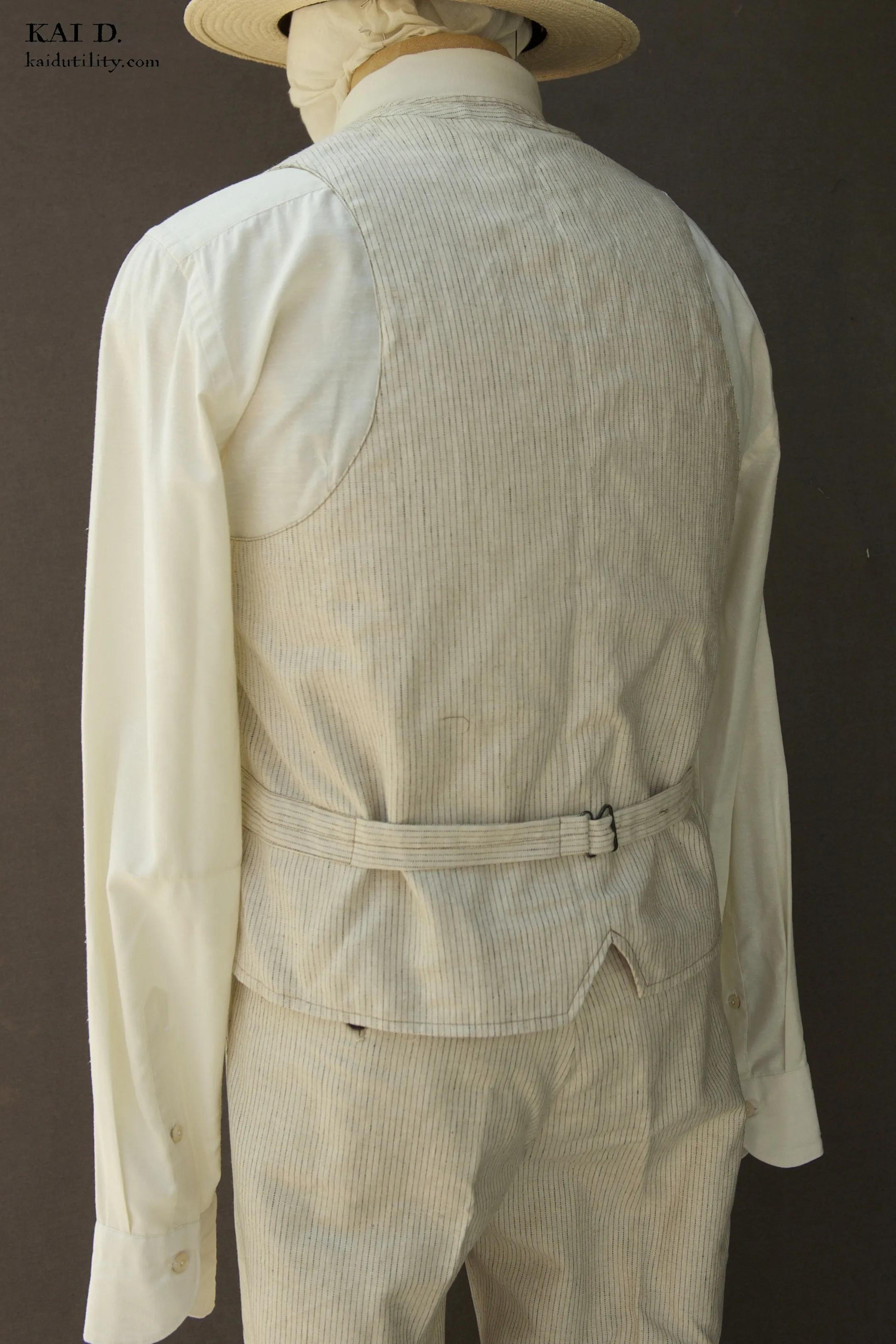 Tradesman Vest - Cream Pinstripe - M