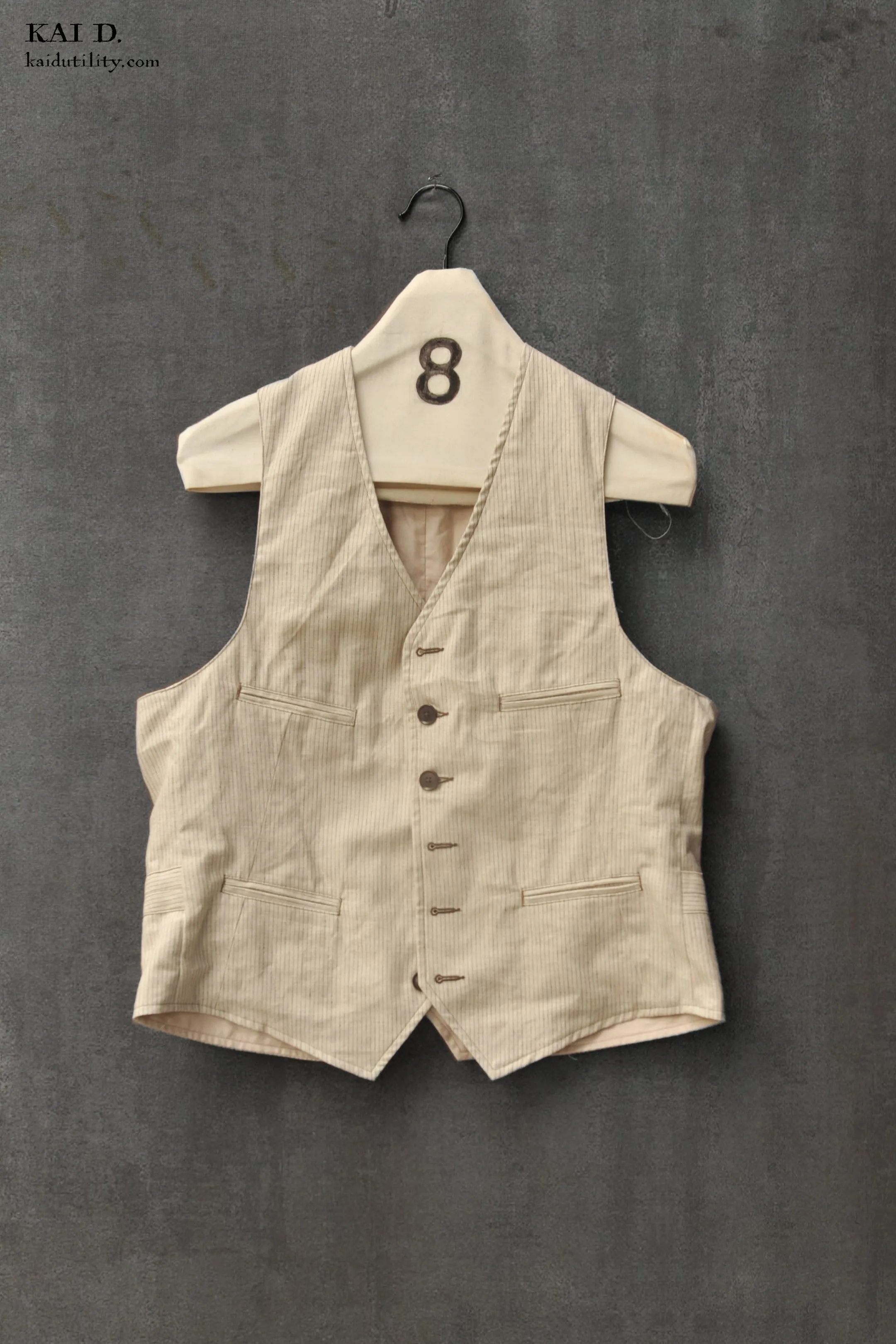 Tradesman Vest - Cream Pinstripe - M