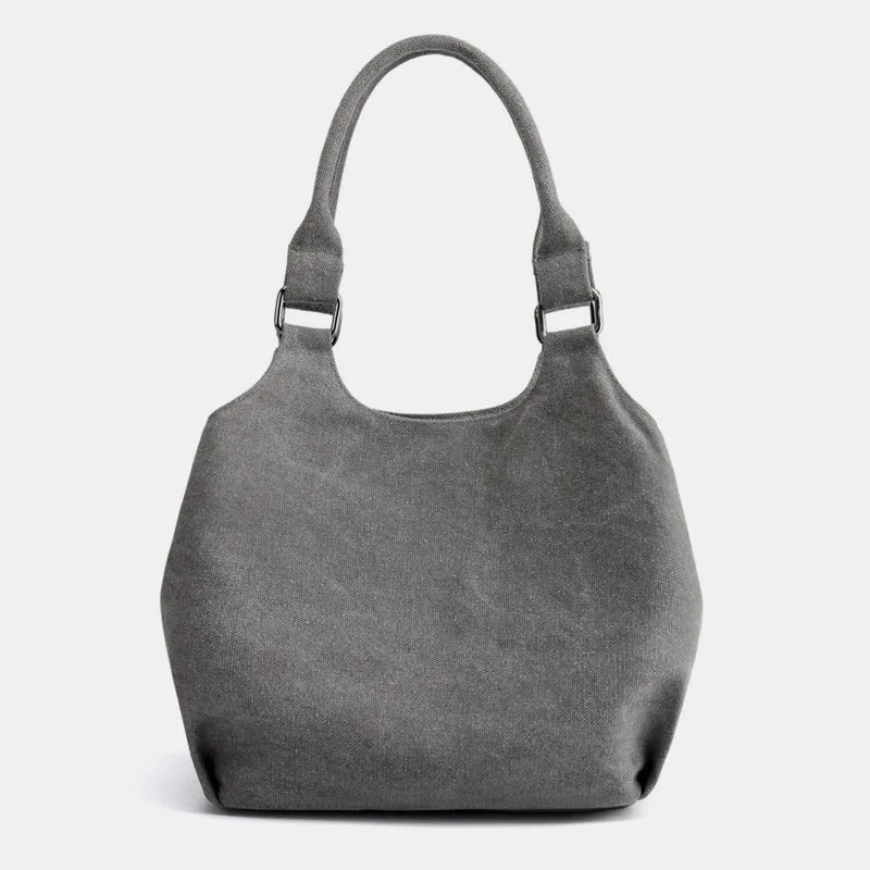 Triple Compartment Canvas Tote Lightweight Functional Hobo Handbag Purse