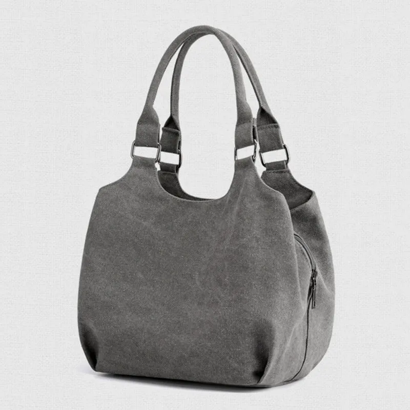 Triple Compartment Canvas Tote Lightweight Functional Hobo Handbag Purse
