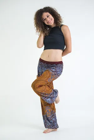 Unisex Geometric Mandalas Harem Pants in Bronze