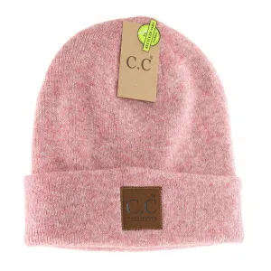 Unisex Soft Ribbed Leather Patch C.C. Beanie