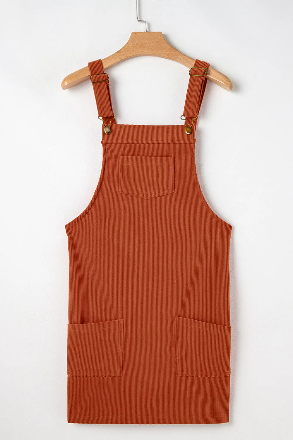 Vineyard Green Corduroy Front Pockets Overall Dress