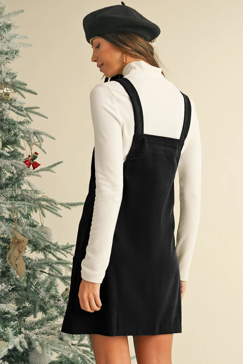 Vineyard Green Corduroy Front Pockets Overall Dress
