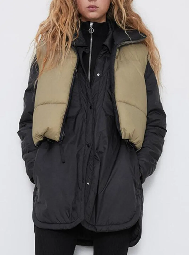 Women's Puffer Jacket | Sleeveless Puffer Jacket | Double Sided Jacket | Warm Puffer Outwear | Jacket | Warm Coat | Winter Outfit