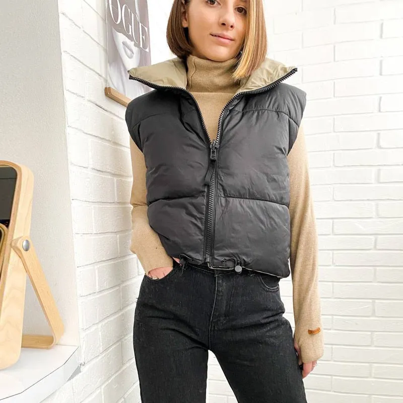 Women's Puffer Jacket | Sleeveless Puffer Jacket | Double Sided Jacket | Warm Puffer Outwear | Jacket | Warm Coat | Winter Outfit
