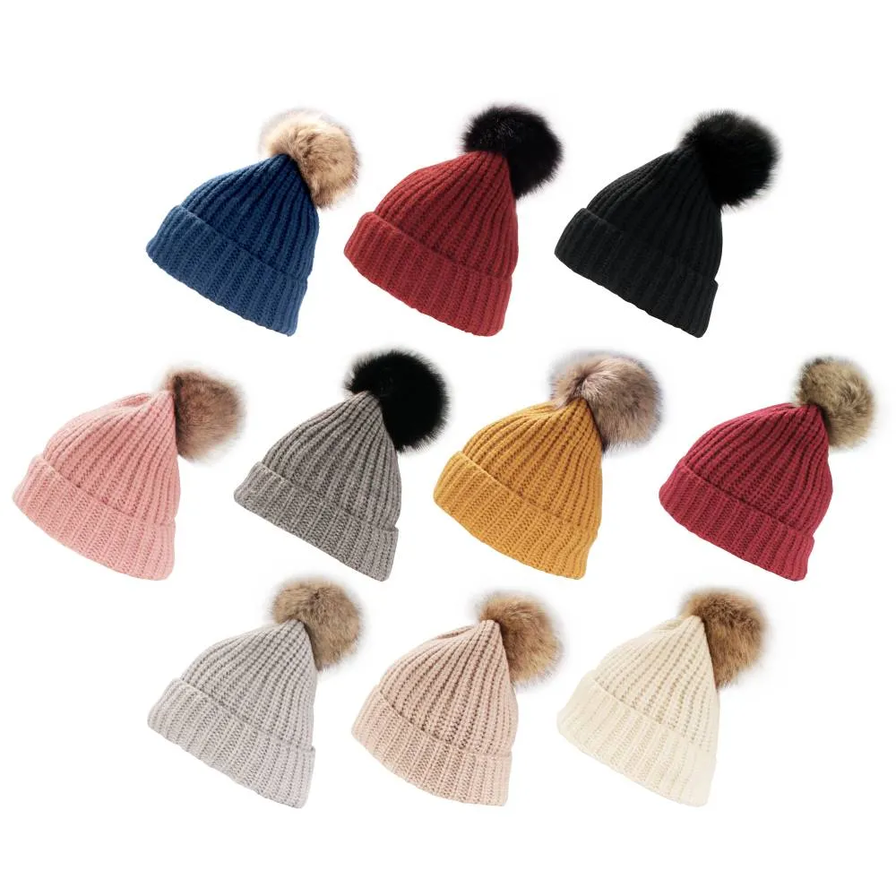 Women's Winter Knitted Pom Pom Slouchy Chunky Warm Fuzzy Beanie