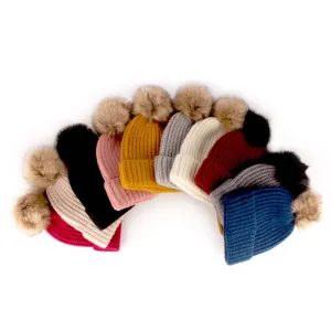 Women's Winter Knitted Pom Pom Slouchy Chunky Warm Fuzzy Beanie