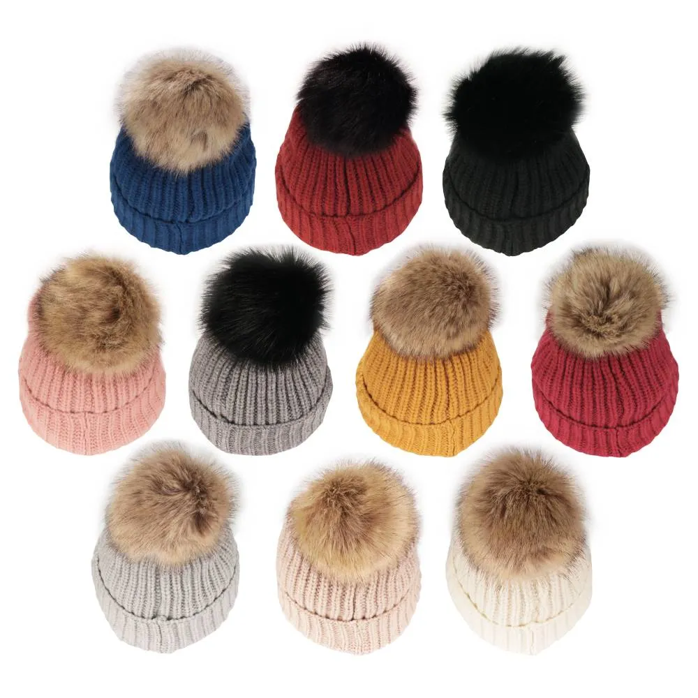 Women's Winter Knitted Pom Pom Slouchy Chunky Warm Fuzzy Beanie