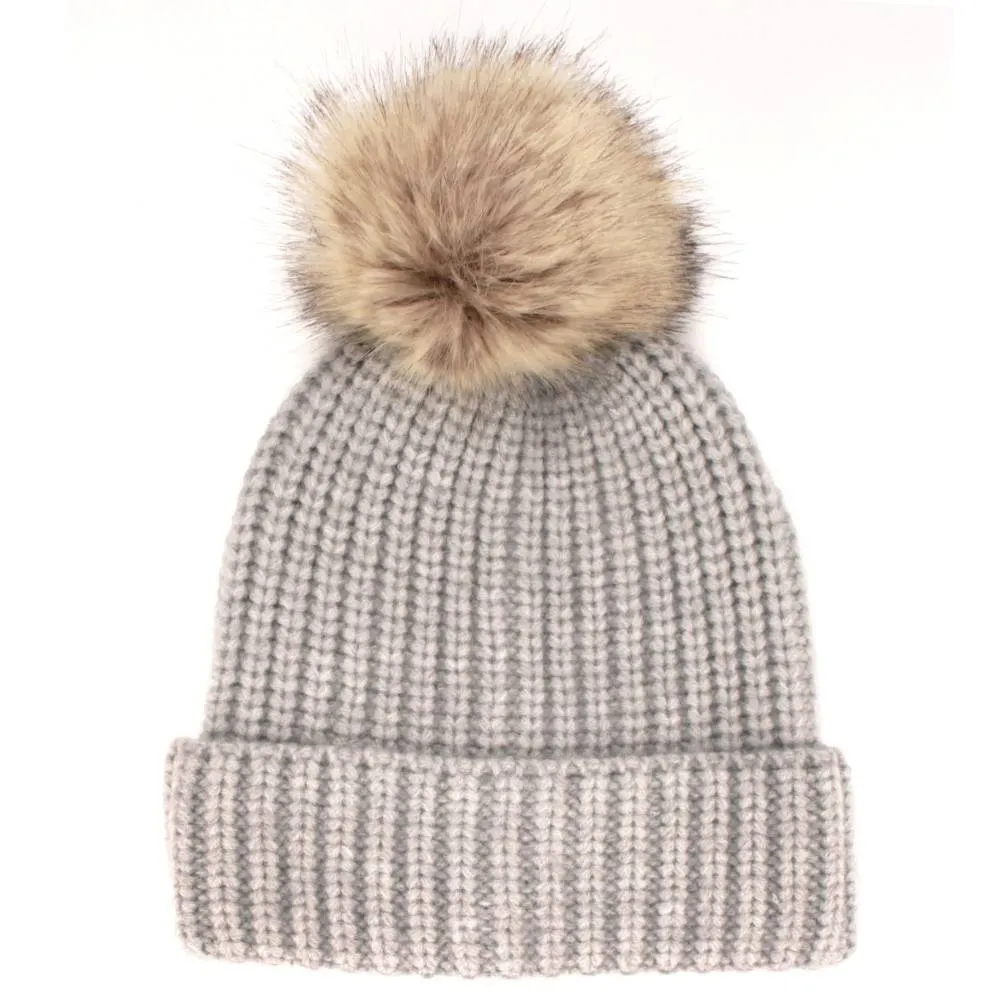 Women's Winter Knitted Pom Pom Slouchy Chunky Warm Fuzzy Beanie